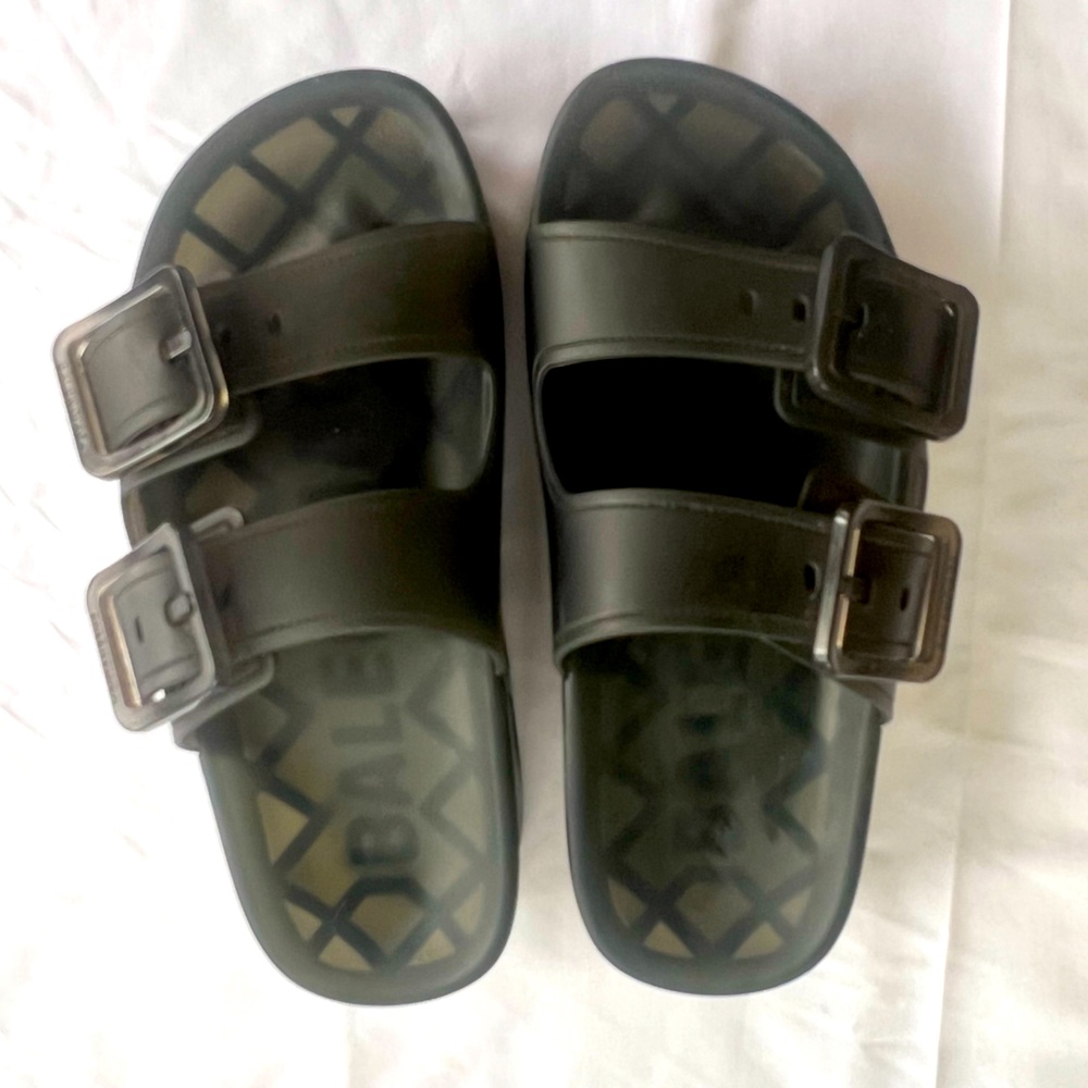 Balenciaga Mallorca Double Buckle Platform Sandals Transparent Black Rubber 37/7
